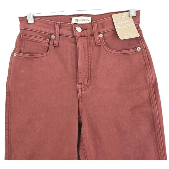 Madewell ~Woman Size 25~ Brown/Red Stovepipe Jeans Full-Length High Rise NWT. - Picture 11 of 16
